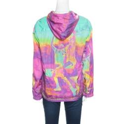 Prada Sport Multicolor Printed Zip Front Belted Hooded Jacket M