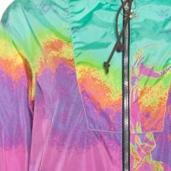 Prada Sport Multicolor Printed Zip Front Belted Hooded Jacket M