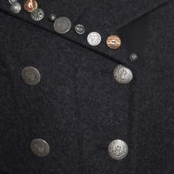 Prada Sport Grey Wool and Alpaca Button Embellished Double Breasted Coat S