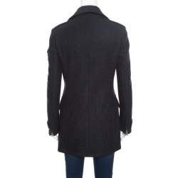 Prada Sport Grey Wool and Alpaca Button Embellished Double Breasted Coat S