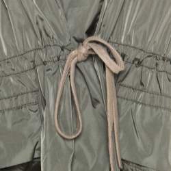 Prada Sport Olive Green Nylon Gathered Tie Detail Windcheater Jacket L