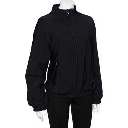 Prada Black Jersey Knit Zip Front Jacket XL