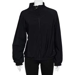 Prada Black Jersey Knit Zip Front Jacket XL