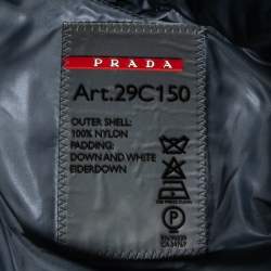 Prada Blue Down Synthetic Zip Front Jacket M