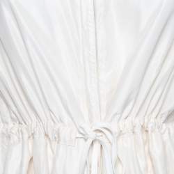 Prada Cream Silk Drawstring Waist Hooded Jacket S