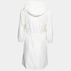 Prada Cream Silk Drawstring Waist Hooded Jacket S