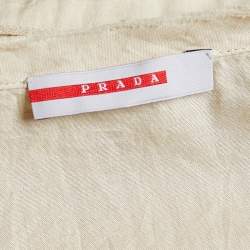 Pre Owned Prada Sport Cream Cotton Zip Front Belt Detail Mini Dress L