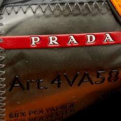 Pre Owned Prada Sport Orange Embroided Fabric Satchel