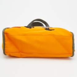 Pre Owned Prada Sport Orange Embroided Fabric Satchel