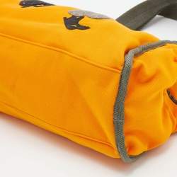 Pre Owned Prada Sport Orange Embroided Fabric Satchel