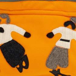 Pre Owned Prada Sport Orange Embroided Fabric Satchel