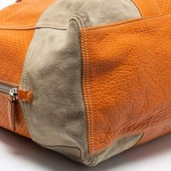 Prada Sport Orange Perforated Leather and Suede Large Duffle Bag