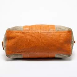 Prada Sport Orange Perforated Leather and Suede Large Duffle Bag