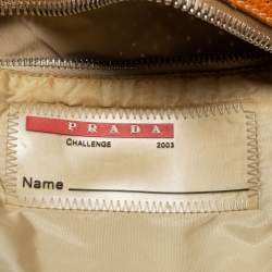 Prada Sport Orange Perforated Leather and Suede Large Duffle Bag