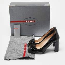 Pre Owned Prada Sport Black Patent Leather Bow Detail Pumps Size 36