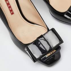 Pre Owned Prada Sport Black Patent Leather Bow Detail Pumps Size 36