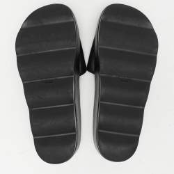 Prada Sport Black Leather Platform Slide Sandals Size 37
