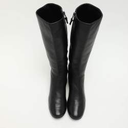 Prada Sport Black Leather Knee Length Boots Size 38