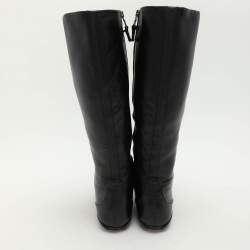 Prada Sport Black Leather Knee Length Boots Size 38