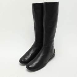 Prada Sport Black Leather Knee Length Boots Size 38