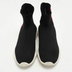 Pre Owned Prada Sport Black Knit Fabric High Top Sneakers Size 39