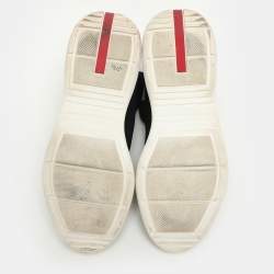 Pre Owned Prada Sport Black Knit Fabric High Top Sneakers Size 39