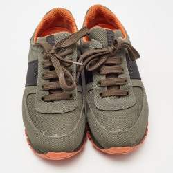 Prada Sport Olive Green/Black Nylon Low Top Sneakers Size 37