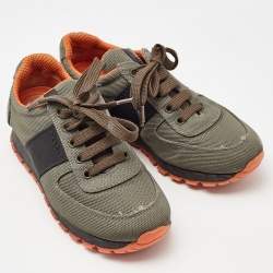 Prada Sport Olive Green/Black Nylon Low Top Sneakers Size 37