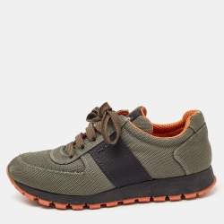 Prada Sport Olive Green/Black Nylon Low Top Sneakers Size 37