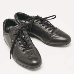 Prada Sport Black Leather Low Top Sneakers Size 36.5