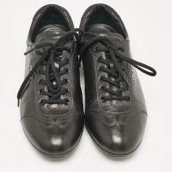 Prada Sport Black Leather Low Top Sneakers Size 36.5