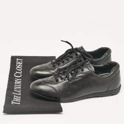 Prada Sport Black Leather Low Top Sneakers Size 36.5