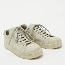 Prada Sport Light Grey Suede Low Top Sneakers Size 38