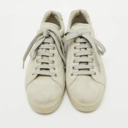 Prada Sport Light Grey Suede Low Top Sneakers Size 38