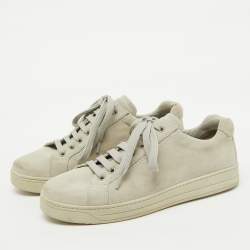 Prada Sport Light Grey Suede Low Top Sneakers Size 38