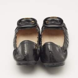 Pre Owned Prada Sport Black Patent Leather Scrunch Ballet Flats Size 38.5