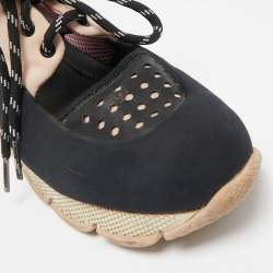 Prada Sport Black/Pink  Neoprene Cut Out Low Top Sneakers Size 39