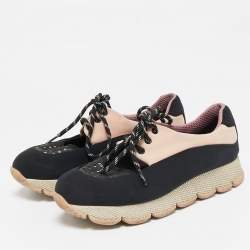 Prada Sport Black/Pink  Neoprene Cut Out Low Top Sneakers Size 39