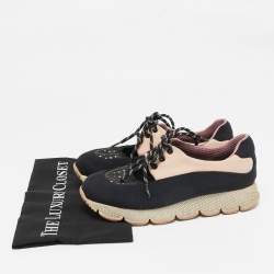 Prada Sport Black/Pink  Neoprene Cut Out Low Top Sneakers Size 39