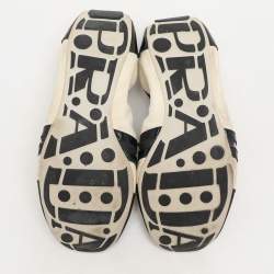 Pre Owned Prada Sport Black/Cream Patent and Leather Lace-up Scrunch Ballet Flats Size 39.5