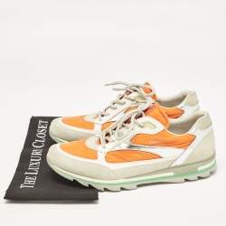 Prada Sport Multicolor Leather and Suede Low Top Sneakers Size 41