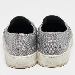 Pre Owned Prada Sport Silver Nylon Slip On Sneakers Size 39