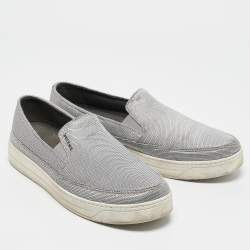 Pre Owned Prada Sport Silver Nylon Slip On Sneakers Size 39