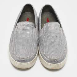 Pre Owned Prada Sport Silver Nylon Slip On Sneakers Size 39