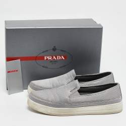 Pre Owned Prada Sport Silver Nylon Slip On Sneakers Size 39