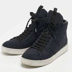 Prada Sport Navy Blue Canvas High Top Sneakers Size 39