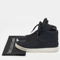 Prada Sport Navy Blue Canvas High Top Sneakers Size 39