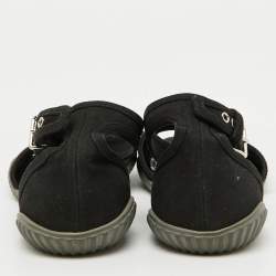 Prada Sport Black Fabric Ankle Strap Flat Sandals Size 38