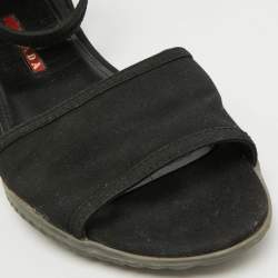 Prada Sport Black Fabric Ankle Strap Flat Sandals Size 38