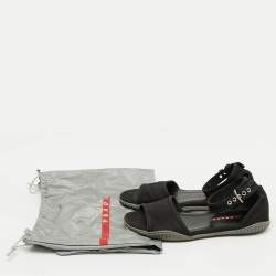 Prada Sport Black Fabric Ankle Strap Flat Sandals Size 38